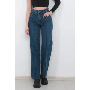 Kız Çocuk Denim Bol Paça Yüksek Bel Kot Pantolon-Pnt-0035