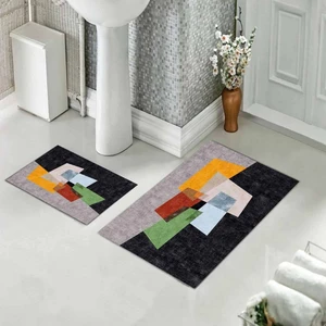 Banyo Halısı Ikili Klozet Takımı Kaymaz Tabanlı (60  cm   x  100  cm  + 40  cm   x  60  cm )