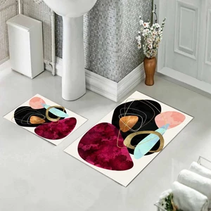 Banyo Halısı Ikili Klozet Takımı Kaymaz Tabanlı (60  cm   x  100  cm  + 40  cm   x  60  cm )