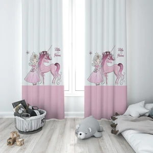 Pembe Unicorn Ve Prenses Desenli Dijital Baskı Yıkanabilir Bebek Çocuk Odası Fon Perdesi