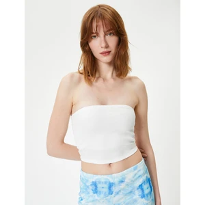 Crop Straplez Üst Dokulu