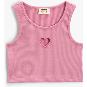 Crop Üst Pencere Detaylı Kolsuz Pamuklu Ribanalı