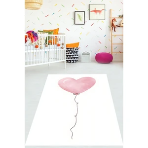 Beyaz Zemin Kalp Desen Minimalist Yıkanabilir Kaymaz Taban Leke Tutmaz Çocuk Odası Halısı