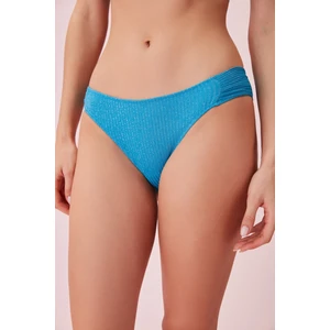 Yanı Pileli Dokulu Bikini Alt