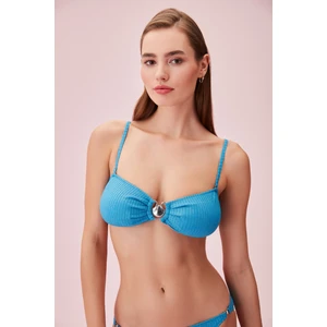Detaylı Dokulu Straplez Bikini Üst