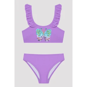 Kız Çocuk Butterfly Halter Lila Bikini Takımı