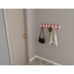 3 Boyutlu Hepsi Modern Duvar Kanca Askılık - 6 Adet Kırmızı Askılık - Beyaz Mdflam - Model 101