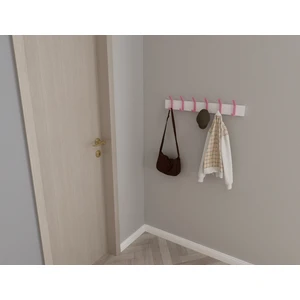 3 Boyutlu Hepsi Modern Duvar Kanca Askılık - 6 Adet Pembe Askılık - Beyaz Mdflam - Model 101