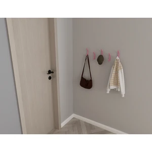 3 Boyutlu Hepsi Modern Duvar Kanca Askılık - 5 Adet Pembe Askılık - Model 101