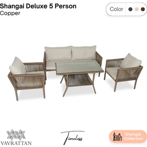 Shangai Deluxe 5 Kişilik Rattan Bahçe Balkon Mobilyası Küf Rengi