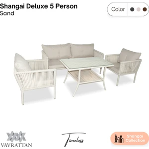 Shangai Deluxe 5 Kişilik Rattan Bahçe Balkon Takımı Kum