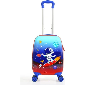 G&D Polo Suitcase Gedox Kids Mavi Kırmızı Astronot Desenli Erkek Çocuk Valizi 151