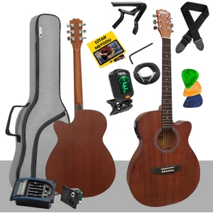 Phx-188EQ Set Masif Ağaç Elektro Akustik Gitar 4/4 (GİGBAG Çanta Tuner Askı Capo Jak Kablo)