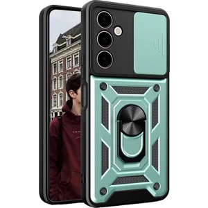 M.tk moveteck Samsung Galaxy A35 Kılıf Kamera Korumalı Sürgülü Yüzüklü Armor Military Tank Kızaklı Zırh Kapak