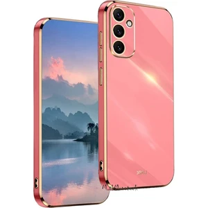 M.TK Moveteck Samsung Galaxy A55 Kılıf Kamera Korumalı Parlak Gold Kenarlı Altın Detaylı Yumuşak Silikon Kapak