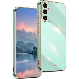 M.TK Moveteck Samsung Galaxy A55 Kılıf Kamera Korumalı Parlak Gold Kenarlı Altın Detaylı Yumuşak Silikon Kapak