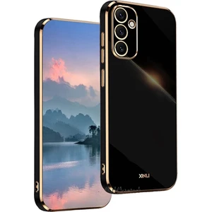 M.TK Moveteck Samsung Galaxy A25 Kılıf Kamera Korumalı Parlak Gold Kenarlı Altın Detaylı Yumuşak Silikon Kapak