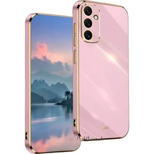 M.tk moveteck Samsung Galaxy A15 Kılıf Kamera Korumalı Parlak Gold Kenarlı Altın Detaylı Yumuşak Silikon Kapak
