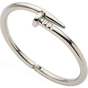 Gümüş Renk Rodyum Kaplama Cartier Model Çivi Bileklik