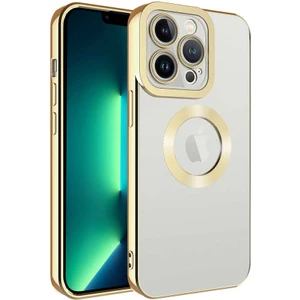 iPhone 13 Pro Max - Uyumlu Kamera Korumalı Logo Gösteren Zore Omega Kapak-Gold
