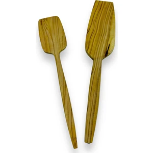 Ceren Wooden Zeytin Ağacı 2 Parça Spatula Seti Handmade Ahşap Tahta Spatula El Yapımı