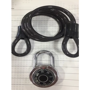 Kilit Market Krom Tanbur Şifre Asma Kilit ve 80 cm Pvc Kaplı Halat