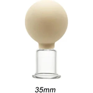 Silikon Vakumlu Yüz Ve Boyun Için Cam Masaj Kupası No:3 Bej Renk