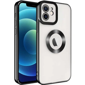 iPhone 12 - Uyumlu Kamera Korumalı Logo Gösteren Zore Omega Kapak-Siyah