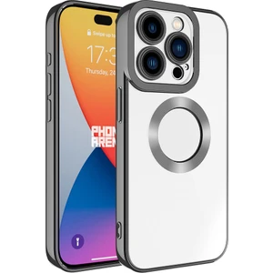 iPhone 15 Pro - Uyumlu Kamera Korumalı Logo Gösteren Zore Omega Kapak-Koyu Gri