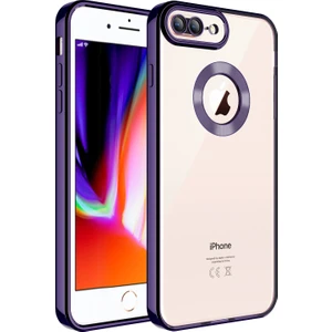 iPhone 8 Plus - Uyumlu Kamera Korumalı Logo Gösteren Zore Omega Kapak-Derin Mor