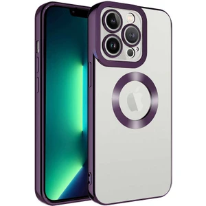 iPhone 11 Pro Max - Uyumlu Kamera Korumalı Logo Gösteren Zore Omega Kapak-Derin Mor