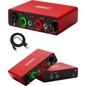 GLX-700RD Üst Segment Usb Stüdyo Ses Kartı 2 Giriş 2 Çıkış 24bit/192kHz