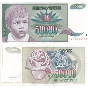 Benim Koleksiyonum Yugoslavya, 50.000 Dinar (1992) P#117 Çt/ççt