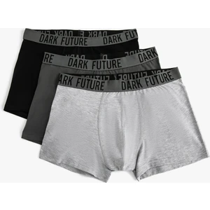 3'lü Boxer Seti Slogan Baskılı Çok Renkli