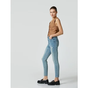 Yüksek Bel Skinny Kot Pantolon Cepli Pamuklu - Carmen Jean