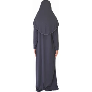 Zehranaz Namaz Elbisesi Antrasit Gri Fermuarlı Namaz Elbisesi2