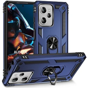 Xiaomi Poco X5 Pro 5g Kılıf Tank Koruma Standlı Yüzüklü Mıknatıslı Lacivert