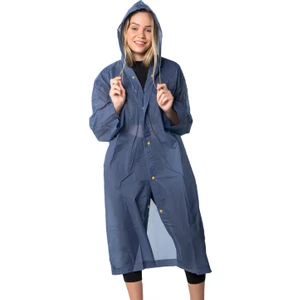 Unisex Su Rüzgar Geçirmez Kapüşonlu Sarı Çıtçıt Düğmeli Eva Lacivert Sarı Yağmurluk 24MRLXYGM