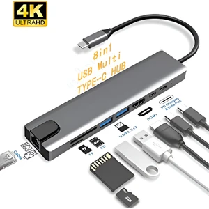 8in1 Hub Type-C RJ45 4K HDMI 3*usb 3.0 Sd Tf Macbook Pro Laptop Ipad Uyumlu Adaptör Çoklay