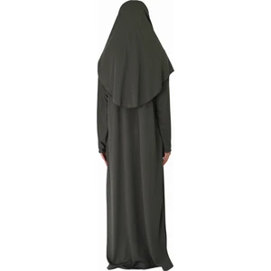 Zehranaz Namaz Elbisesi Koyu Haki Fermuarlı Namaz Elbisesi2