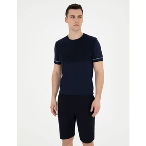 Pierre Cardin Erkek Lacivert Slim Fit Bisiklet Yaka Triko Tişört 50288117-VR033