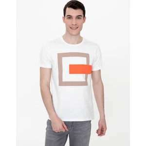 Pierre Cardin Erkek Ekru Slim Fit Baskılı Bisiklet Yaka Tişört 50249705-VR019