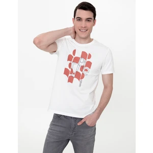 Pierre Cardin Erkek Ekru Slim Fit Bisiklet Yaka Tişört 50249822-VR019