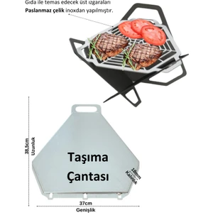 Platin Hırdavat Portatif Paslanmaz Mangal Demonte Ateş Çukuru Taşıma Çantalı