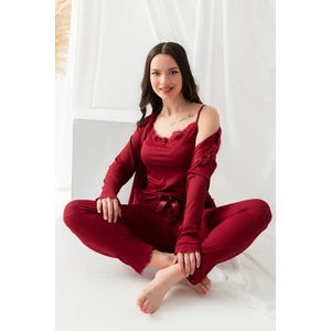 Sabahlıklı Dantel Detaylı Pegasus Kadın Pijama Takımı-Çeyizlik Takım- Geniş Beden Aralığı