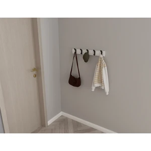 3 Boyutlu Hepsi Modern Duvar Kanca Askılık - 5 Adet Siyah Askılık - 60 cm Beyaz Mdflam - Model 102