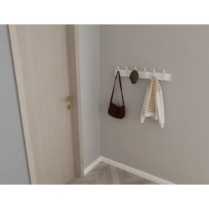 3 Boyutlu Hepsi Modern Duvar Kanca Askılık - 6 Adet Beyaz Askılık - 70 cm Beyaz Mdflam - Model 103