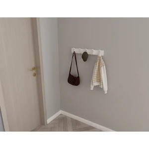 3 Boyutlu Hepsi Modern Duvar Kanca Askılık - 5 Adet Beyaz Askılık - 60 cm Beyaz Mdflam - Model 102