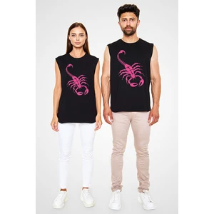Akrep Burcu Siyah Unisex Kolsuz Tişört Kesik Kol T-Shirt