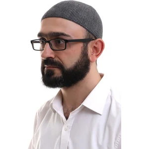 Siyah Kışlık Nokta Desenli Orlon Namaz Takkesi